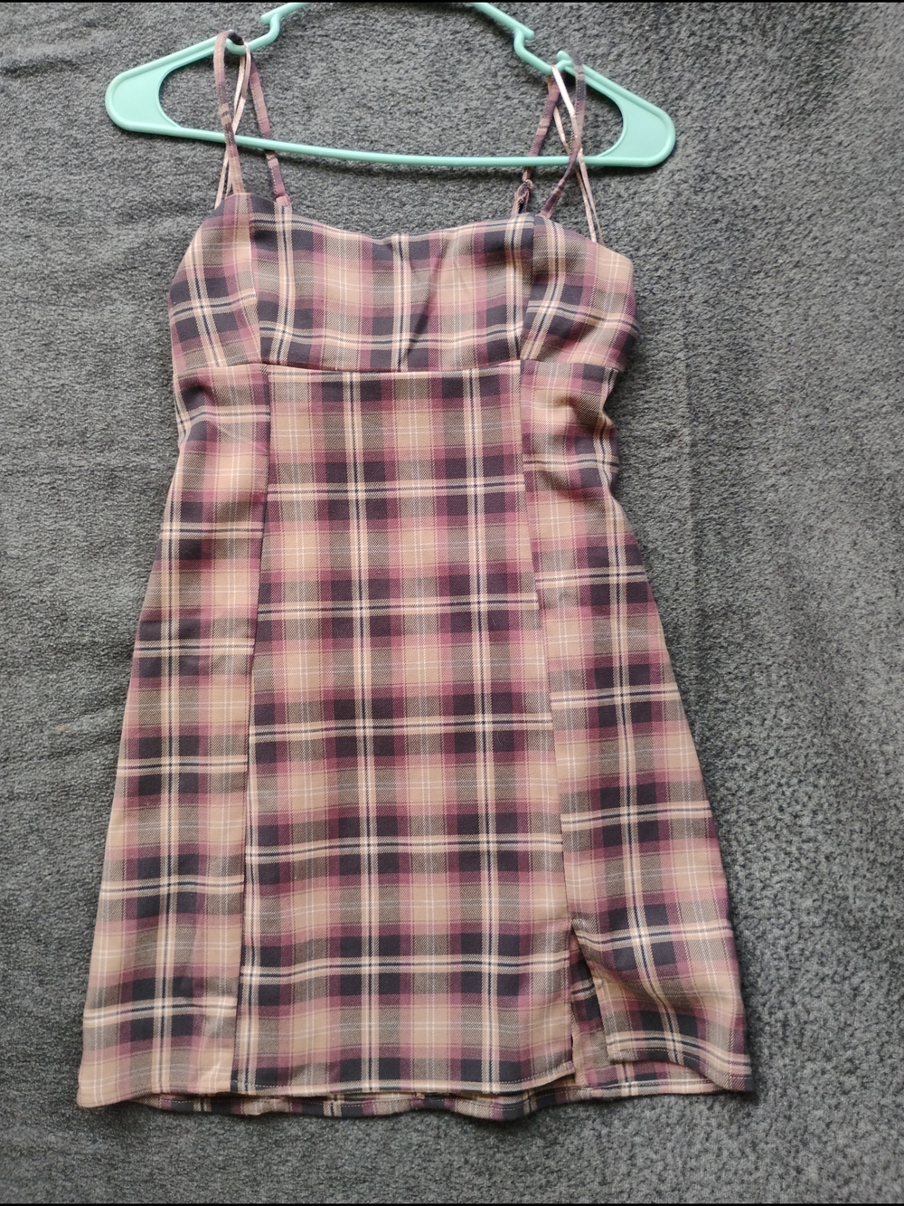 Aeropostale Mauve Pink Plaid Spaghetti Strap Mini Dress